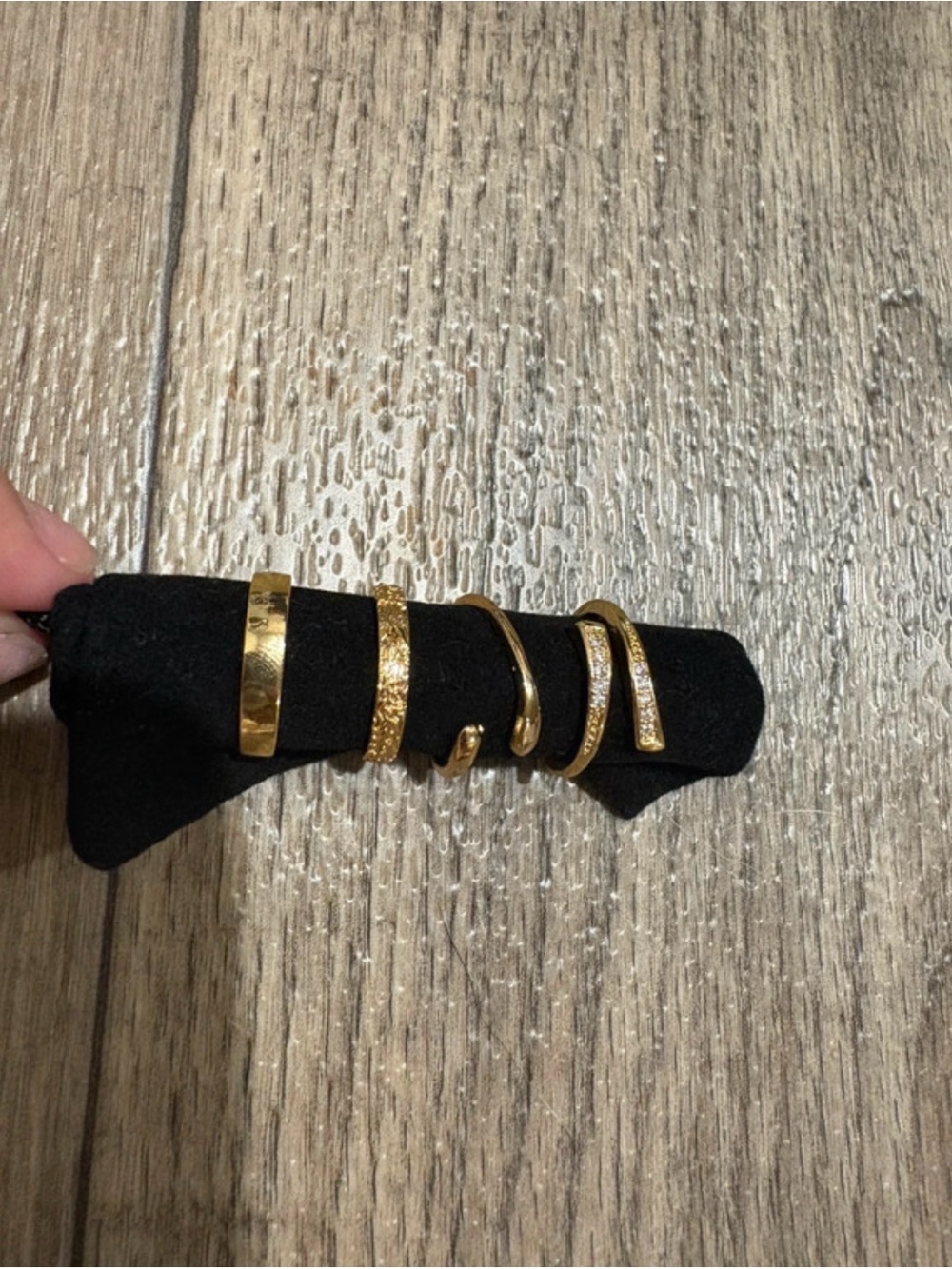 Gold Stackable Women's Ring Set – Shiny Textured Bands